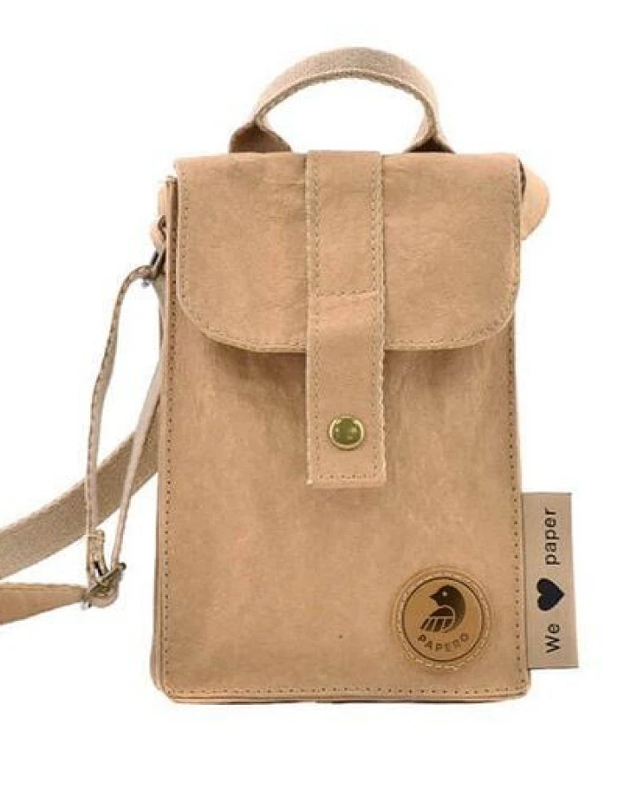 PAPERO Handy Umhängetasche aus Papier RFID Bauchtasche Pässe Bordkarten Reise
