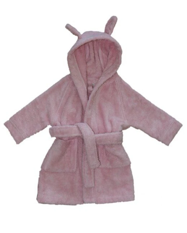 Leela Cotton Baby Kinder Bademantel mit Kapuze
