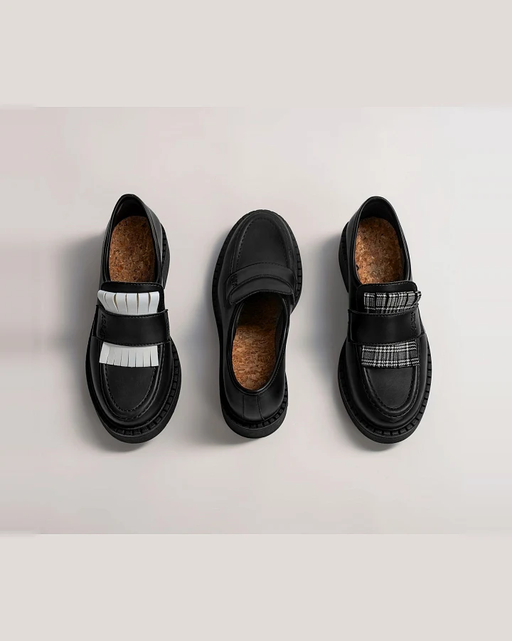 AGAZI Damen vegan 3 In 1 Loafers Diane Schwarz