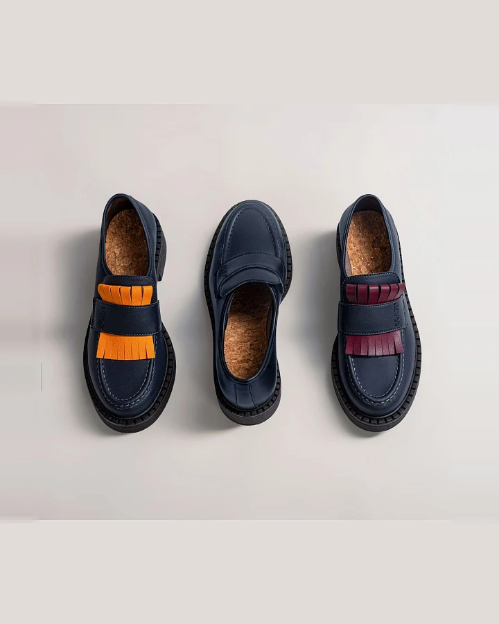 AGAZI Damen vegan 3 In 1 Loafers Diane Marineblau