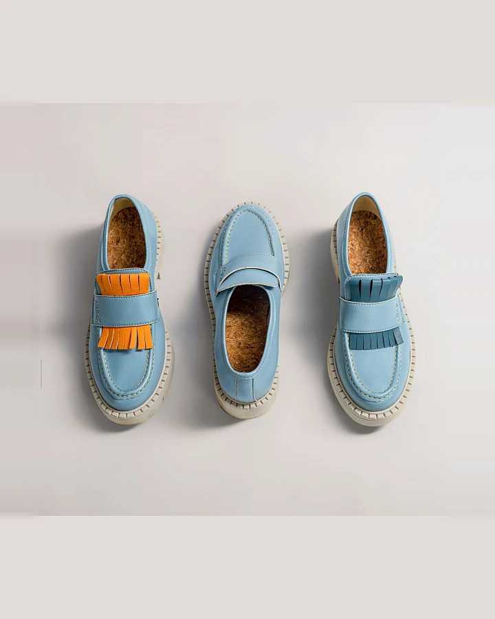AGAZI Damen vegan 3 In 1 Loafers Diane Himmelblau