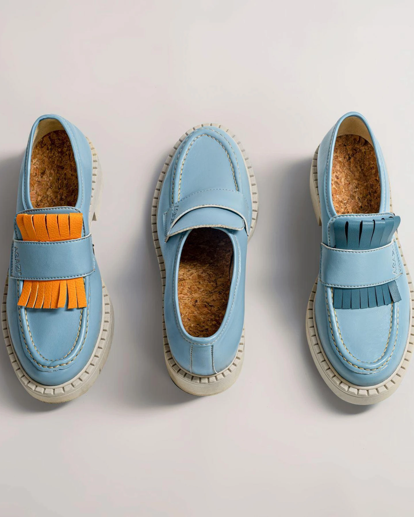 AGAZI Damen vegan Loafer 3-In-1 Diane Himmelblau – Ansicht 2
