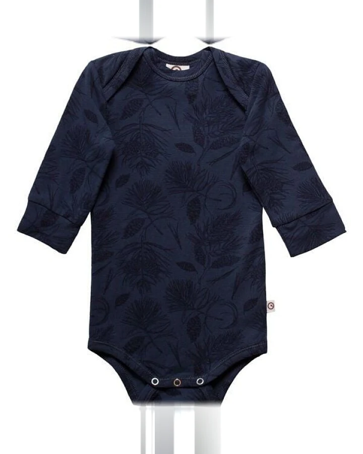 Müsli by Green Cotton Pine Baby Body langarm mit Waldmotiv