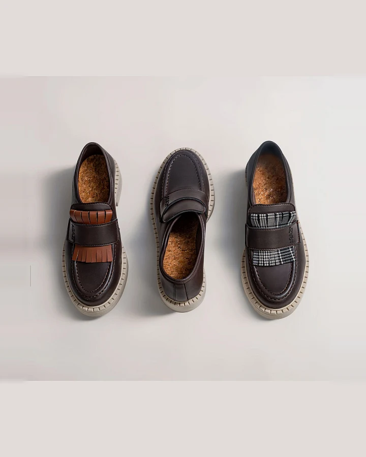 AGAZI Damen vegan 3 In 1 Loafers Diane Leichte Sohle Schokoladenbraun