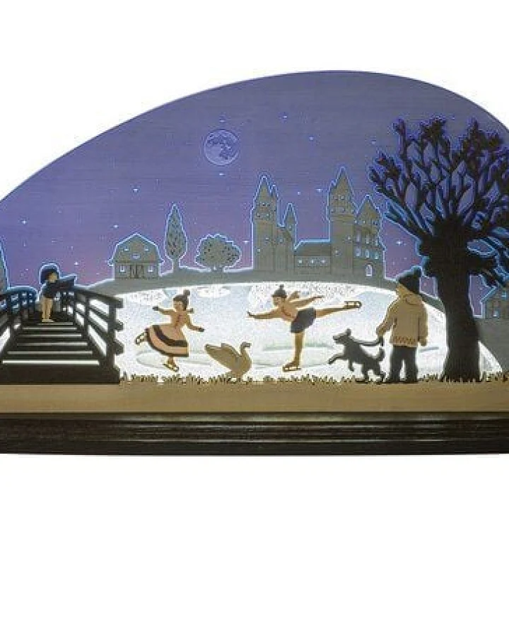 Weigla® Holzkunst Moderne Motivleuchte LED- Schwibbogen "Eiszauber NEU" wunderschön