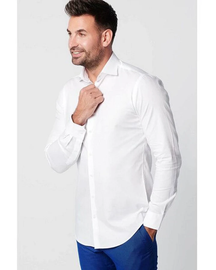SKOT Fashion Nachhaltige Langarm Herren Hemd Serious White Oxford Slim Fit