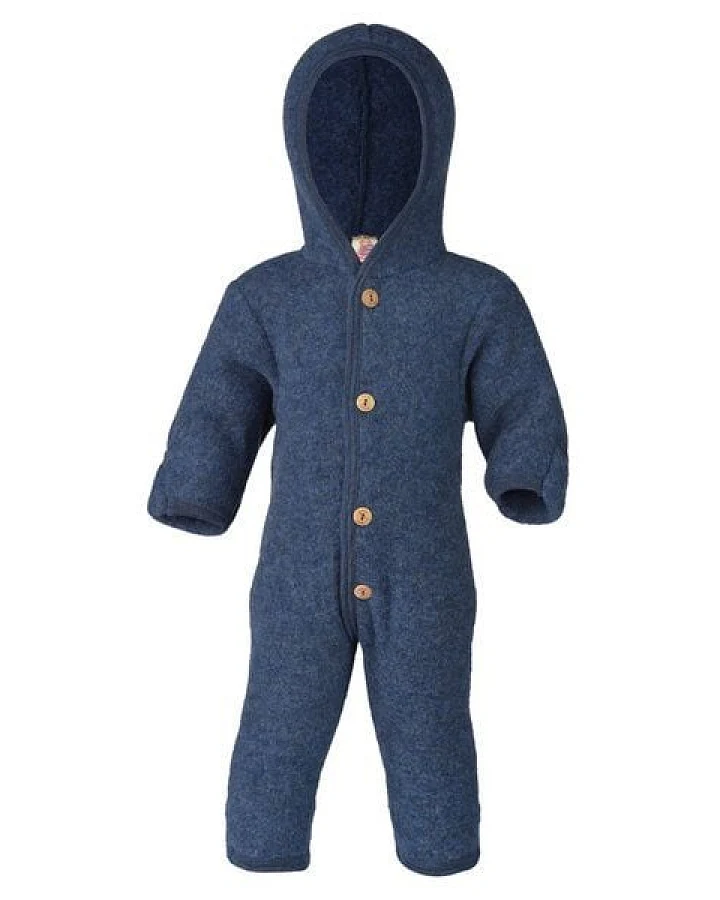 Engel natur Baby Overall mit Kapuze u. Holzknöpfen Schurwolle kbT