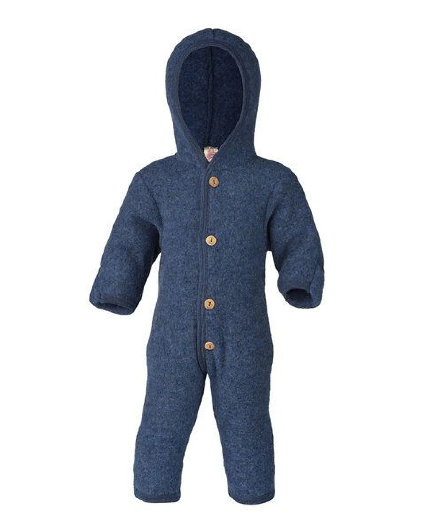 Engel natur Baby Overall mit Kapuze u. Holzknöpfen Schurwolle kbT – Ansicht 2