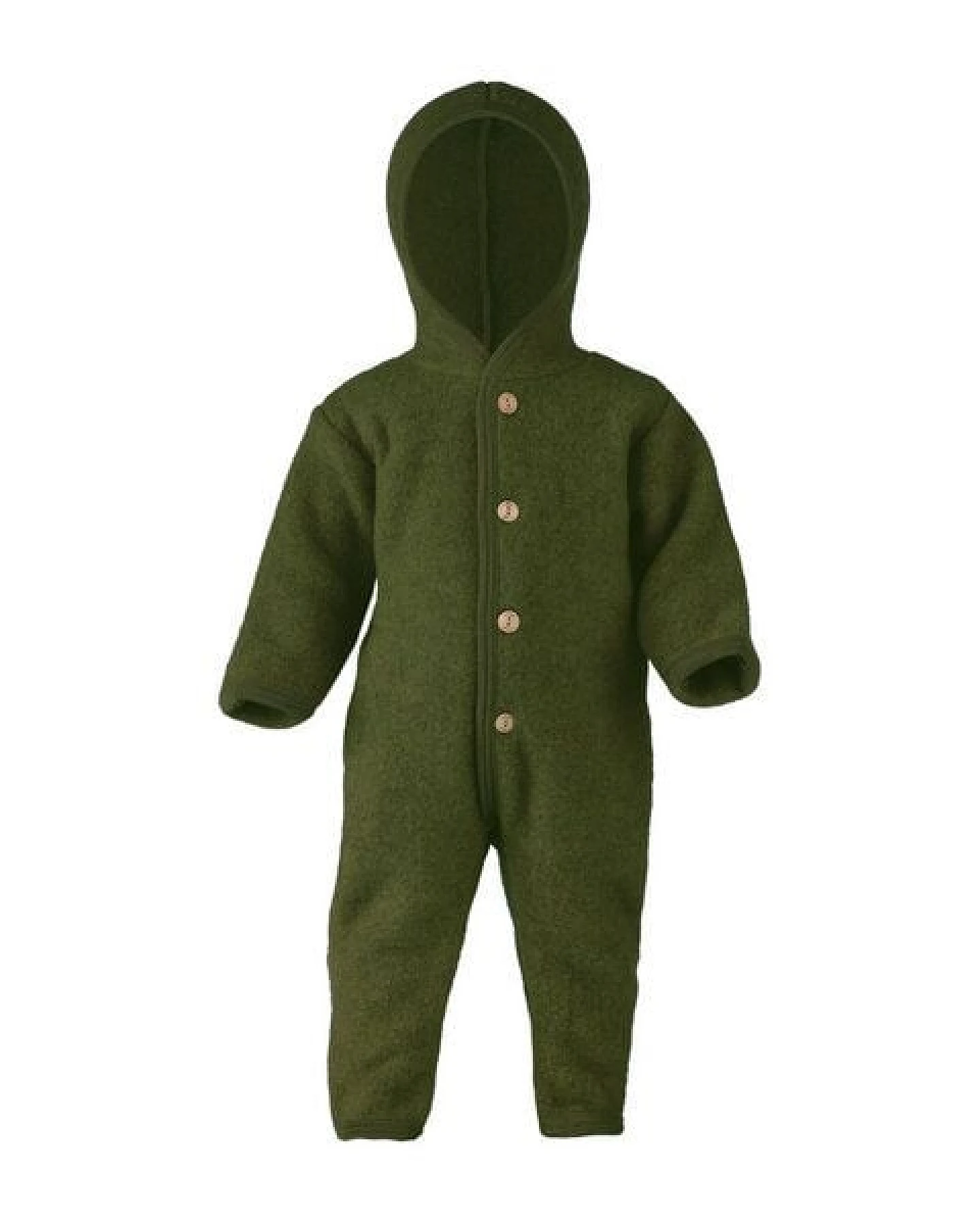 Engel natur Baby Overall mit Kapuze u. Holzknöpfen Schurwolle kbT – Ansicht 2