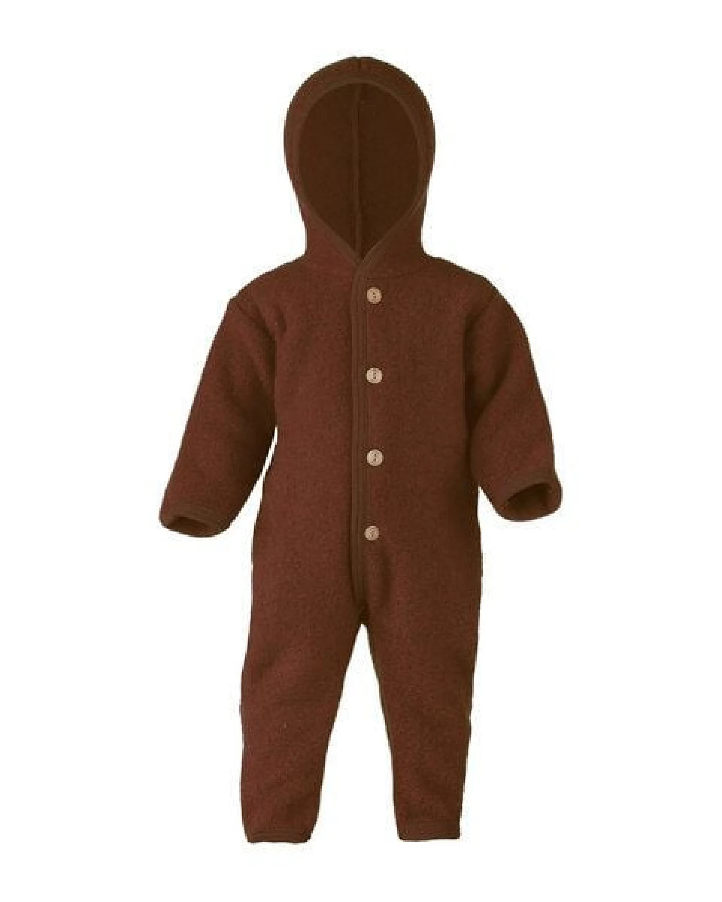 Engel natur Baby Overall mit Kapuze u. Holzknöpfen Schurwolle kbT – Ansicht 2