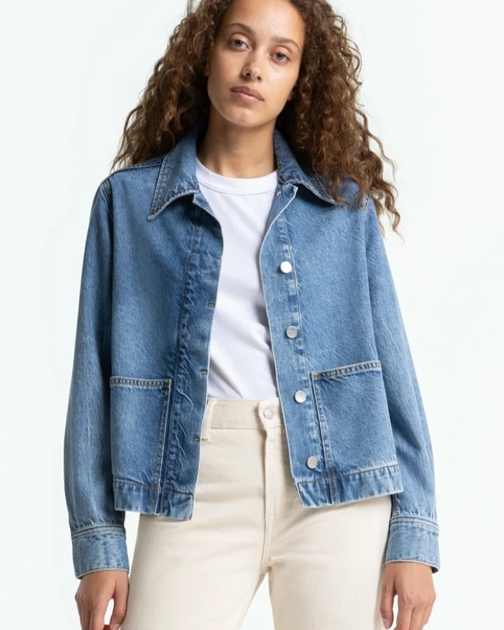 Kings of Indigo Damen vegan Jacke Ota Cindy Mid Washed Blau