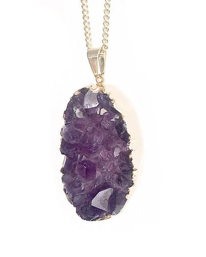 Crystal and Sage Amethyst Halskette mit Druse