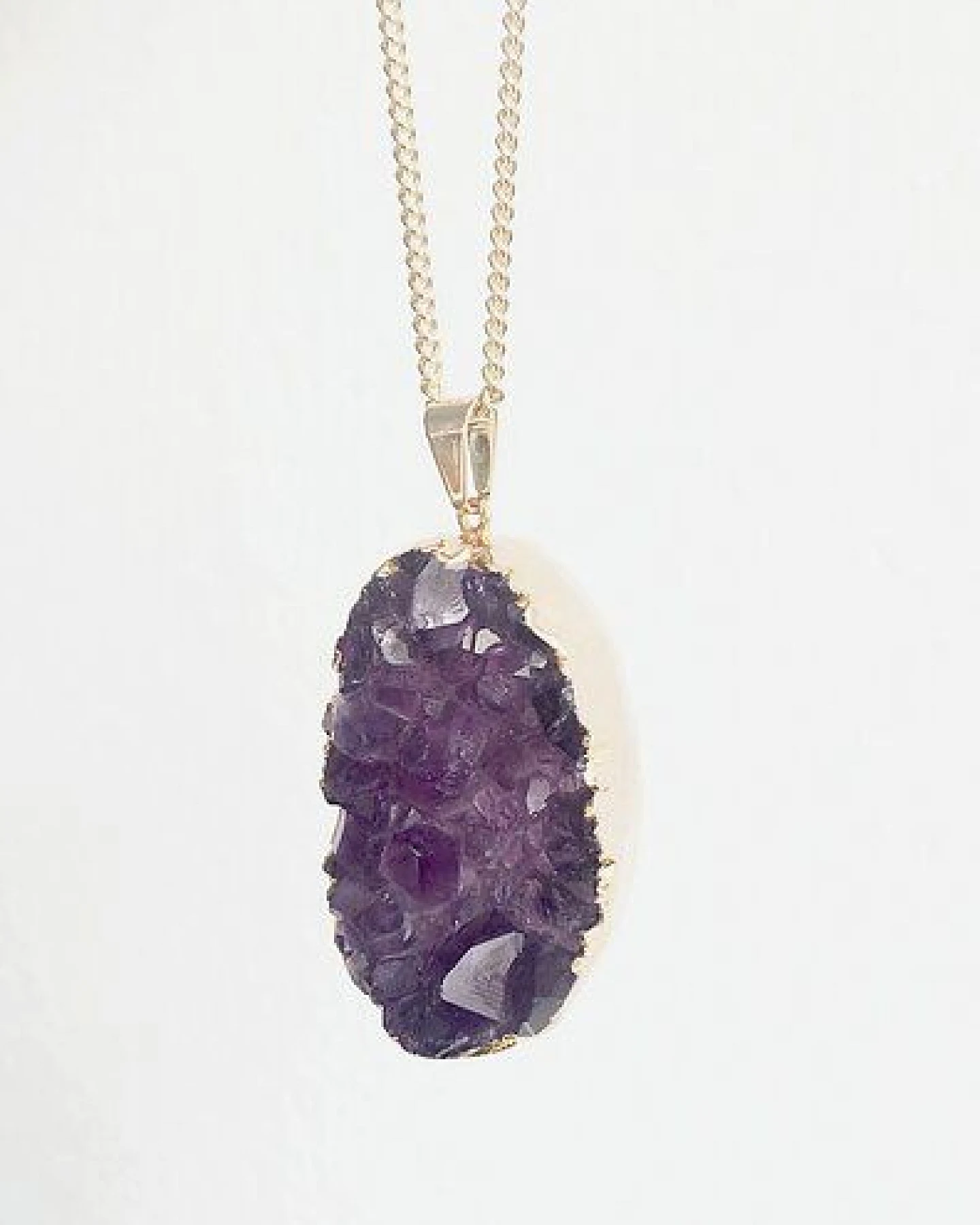 Crystal and Sage Amethyst Halskette mit Druse – Ansicht 2