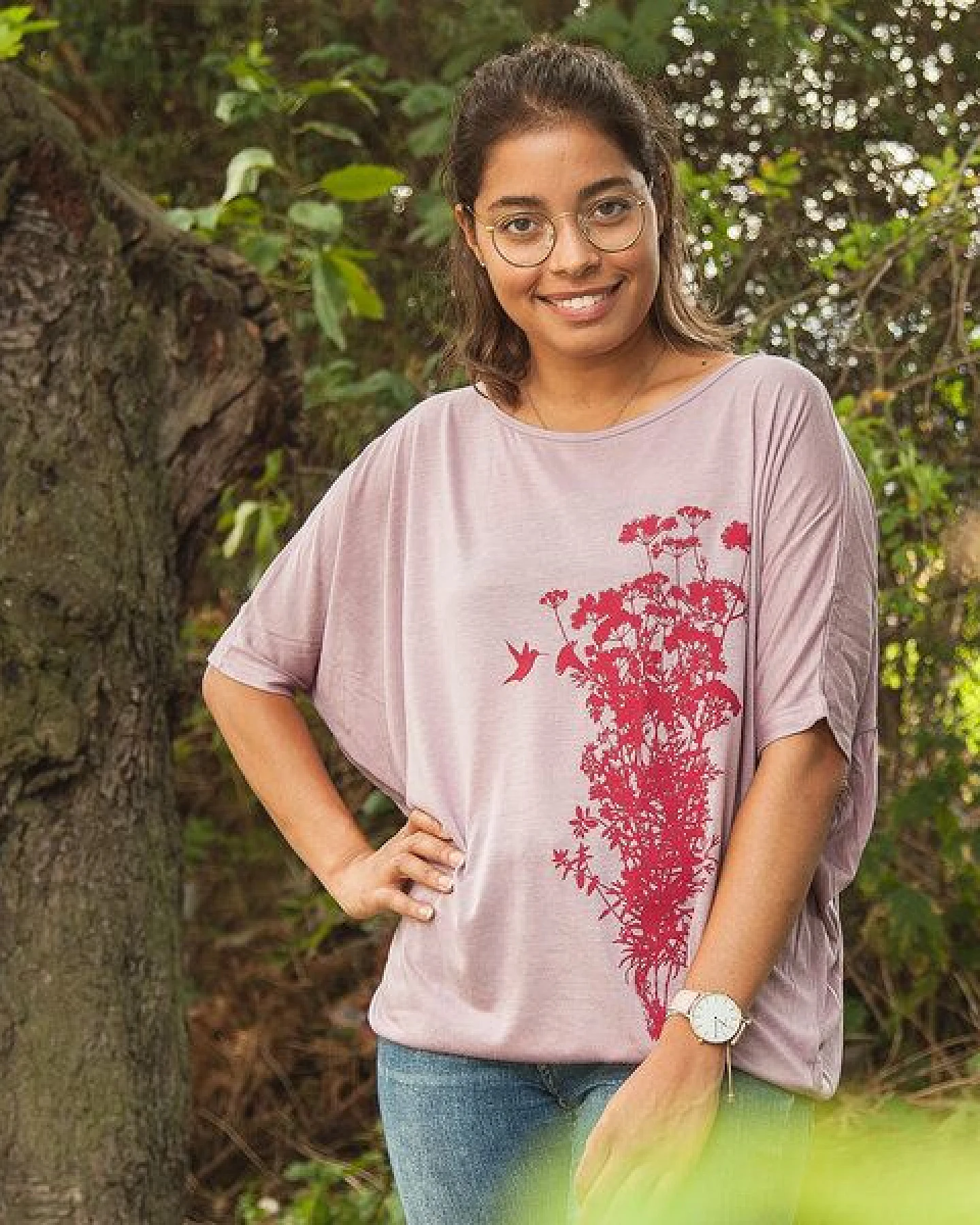 päfjes Pflanzen Kolibri - Fair gehandeltes Kurzarm Flowshirt aus Modal – Ansicht 3