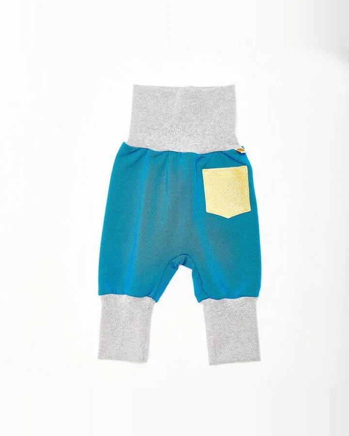 Cheeky Apple Babypumphose mit Tasche "Sweat Blau" - 95% Bio-Baumwolle, 5% Elasthan