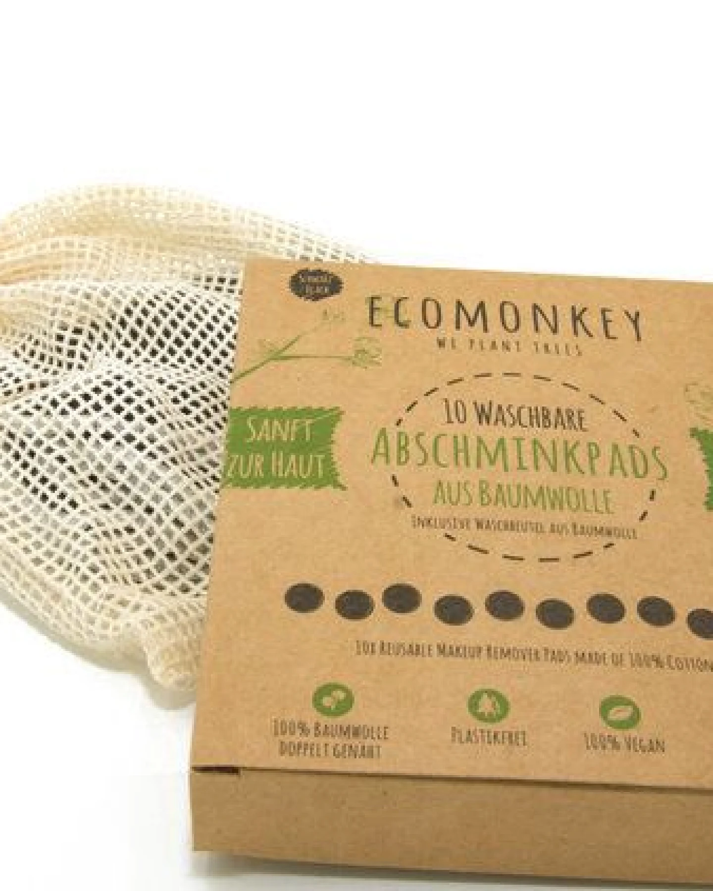 ECOMONKEY Abschminkpads Waschbar aus Baumwolle 10 St. Schwarz plus Wäschenetz – Ansicht 3