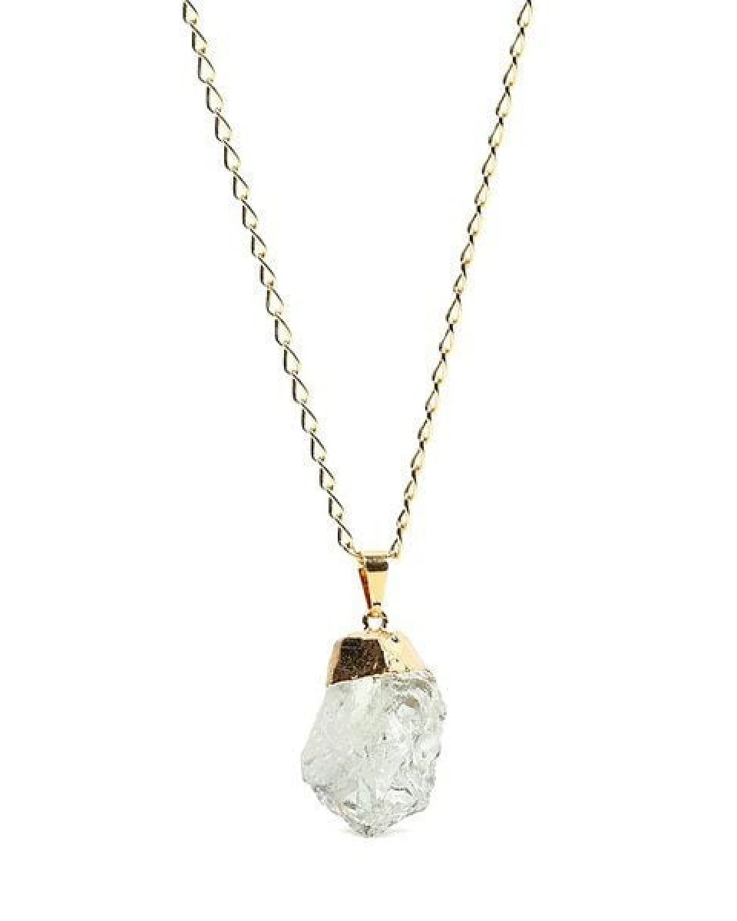 Crystal and Sage Prasiolith Halskette Edelsteinkette vergoldet – Ansicht 2