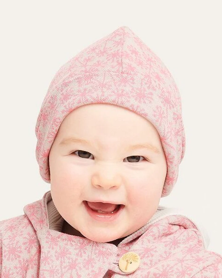 Cheeky Apple Baby-Häubchen "Jacquard gemustert/Ripp Gletscher" aus Bio-Baumwolle
