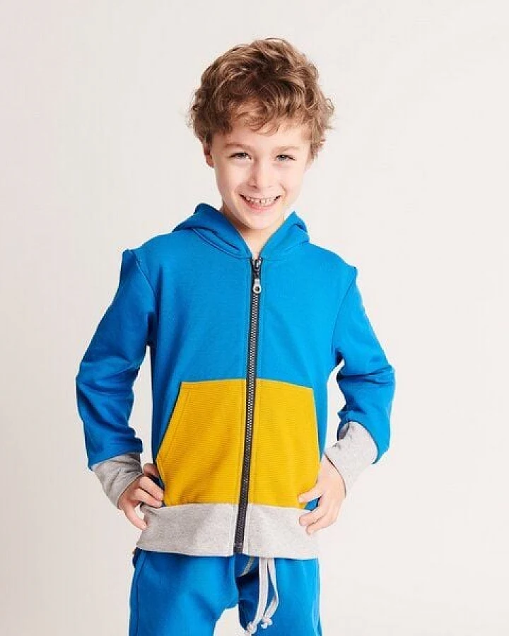 Cheeky Apple Kapuzenjacke mit Tasche "Sweat Blau" - 95% Bio-Baumwolle, 5% Elasthan