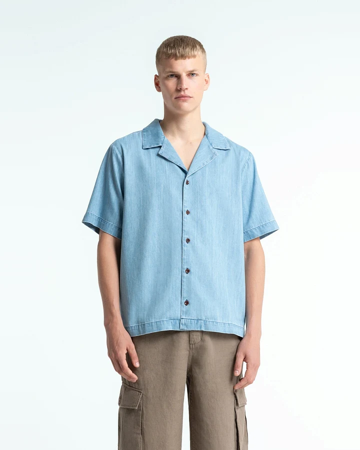 Kings of Indigo Herren vegan Hemd Arkin Alabama Super Hellblau