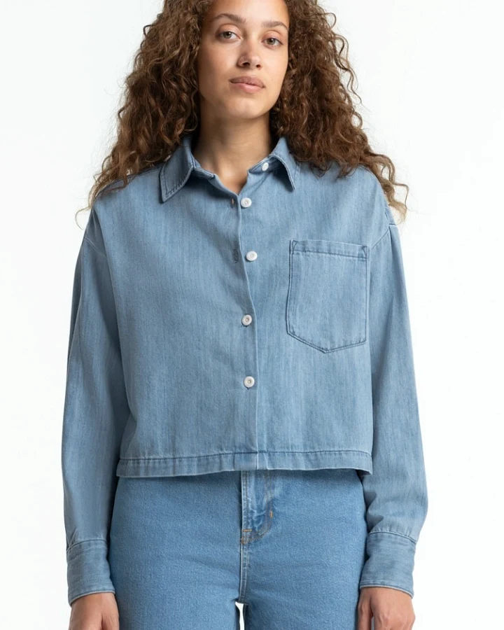 Kings of Indigo Damen vegan Hemd Quinn Alabama Super Hellblau