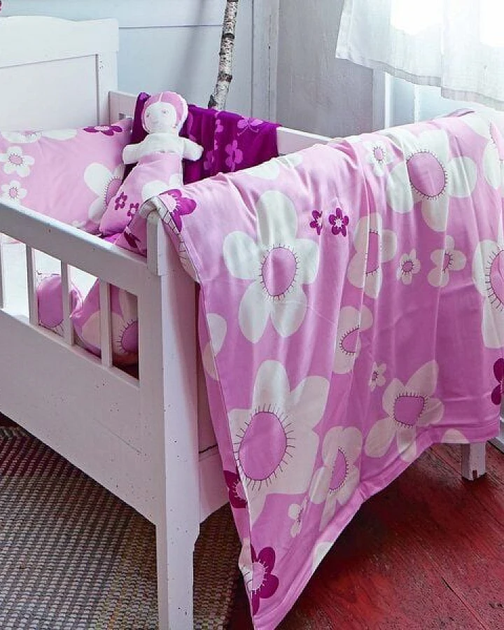 ingegerd Kinderbettwäsche blume rosa für Wiege und Kleinkindbett
