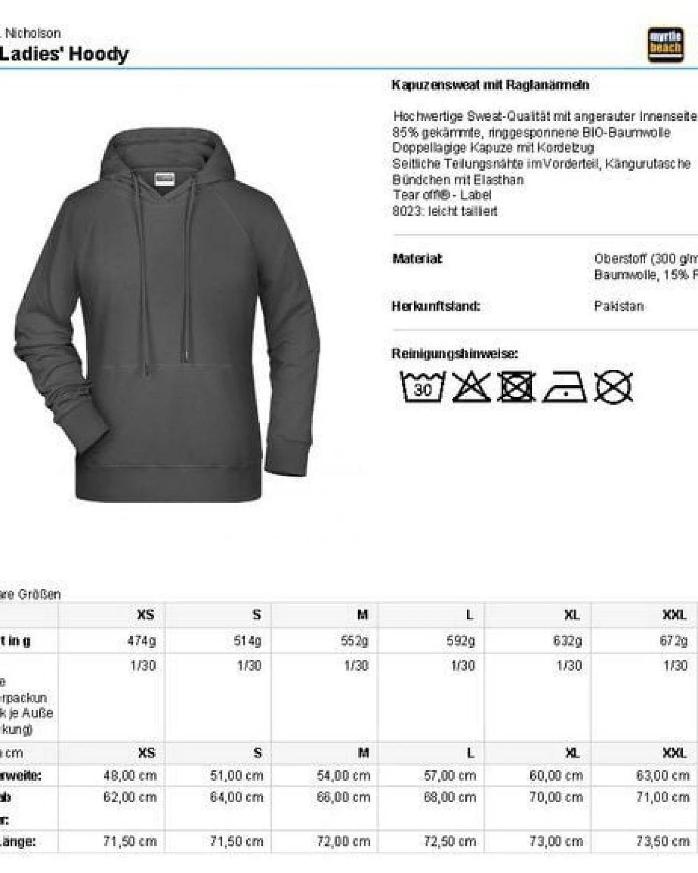 James & Nicholson Damen College Hoodie Hoody Kapuzenpullover Kapuzenpulli Meliert Melang – Ansicht 3