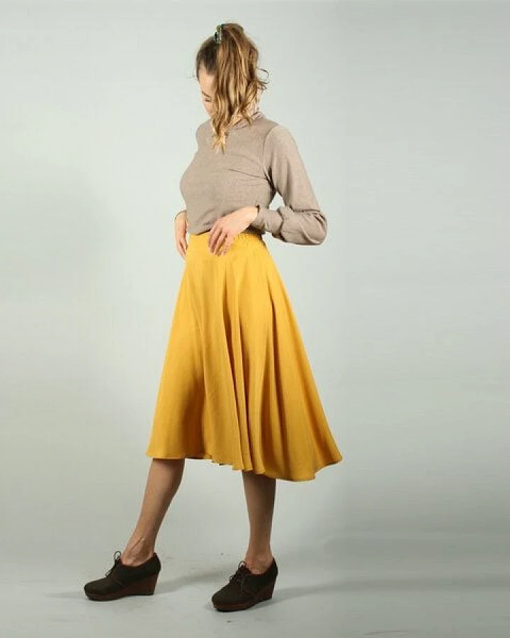 ManduTrap Midi - Tellerrock Thara aus Tencel in senfgelb