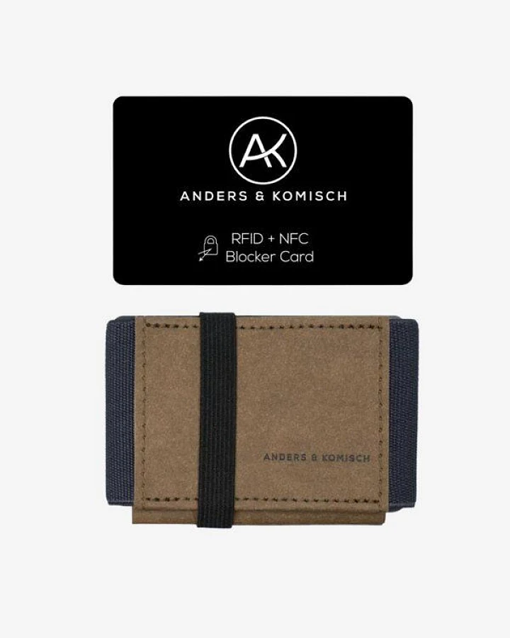 ANDERS & KOMISCH Kleiner Geldbeutel Braun mit RFID & NFC Schutz – A&K MINI Bundle Braun