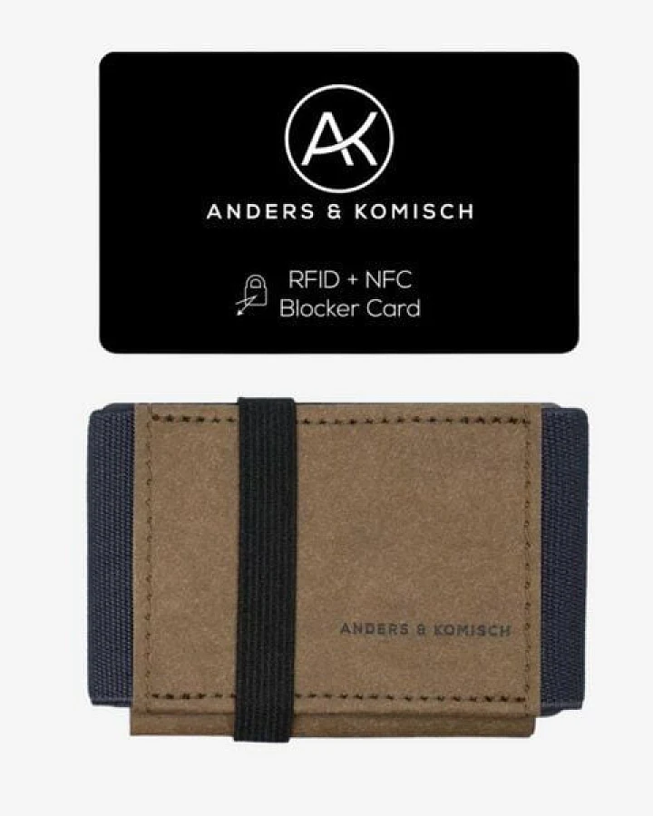 ANDERS & KOMISCH Kleiner Geldbeutel Braun mit RFID & NFC Schutz – A&K MINI Bundle Braun