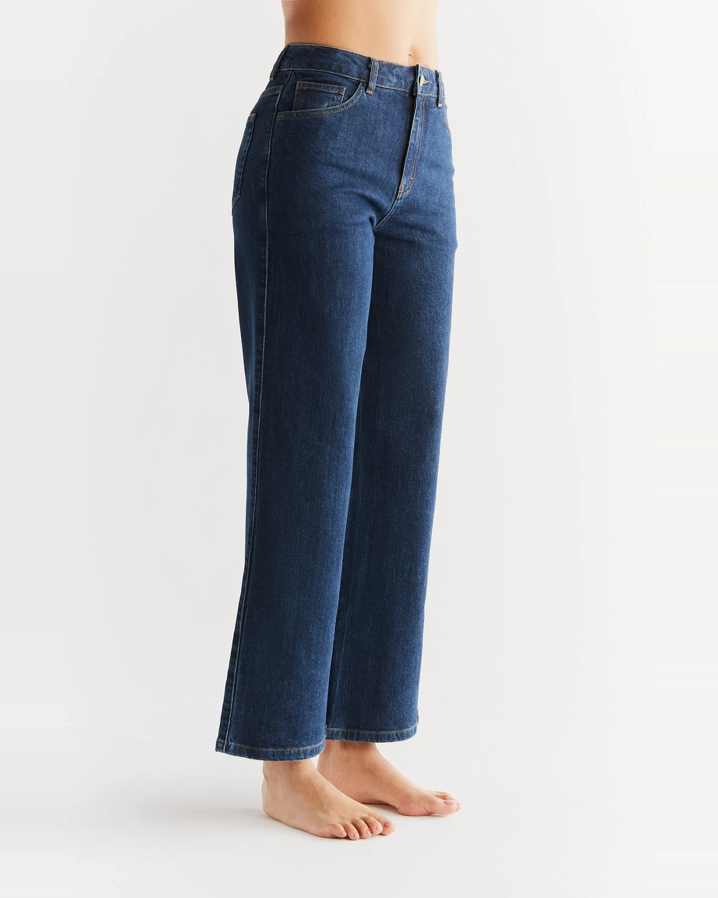 Evermind Damen vegan Jeans Weites Bein Lapis Blau – Ansicht 2