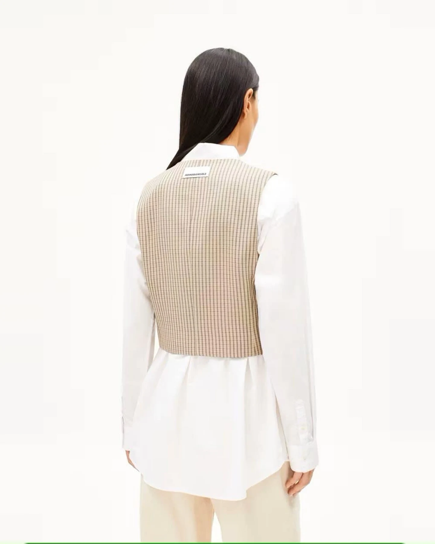 ARMEDANGELS Damen vegan Weste Sineriaa Karo Beige – Ansicht 2