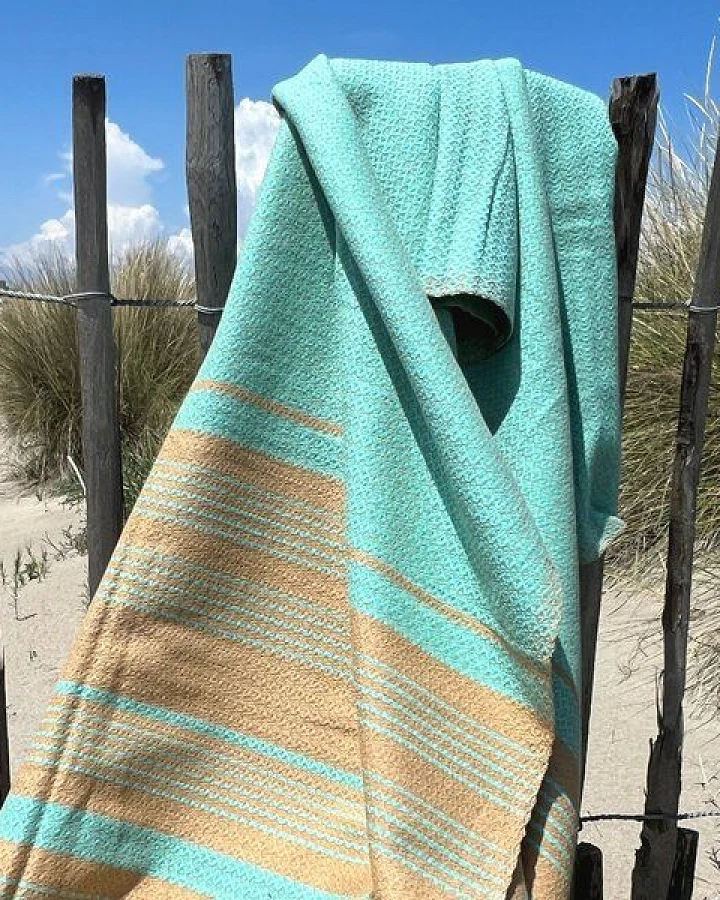 Karawan authentic Fouta Hamamtuch aus reiner Bio-Baumwolle 200 × 100 cm (Stil SAND)