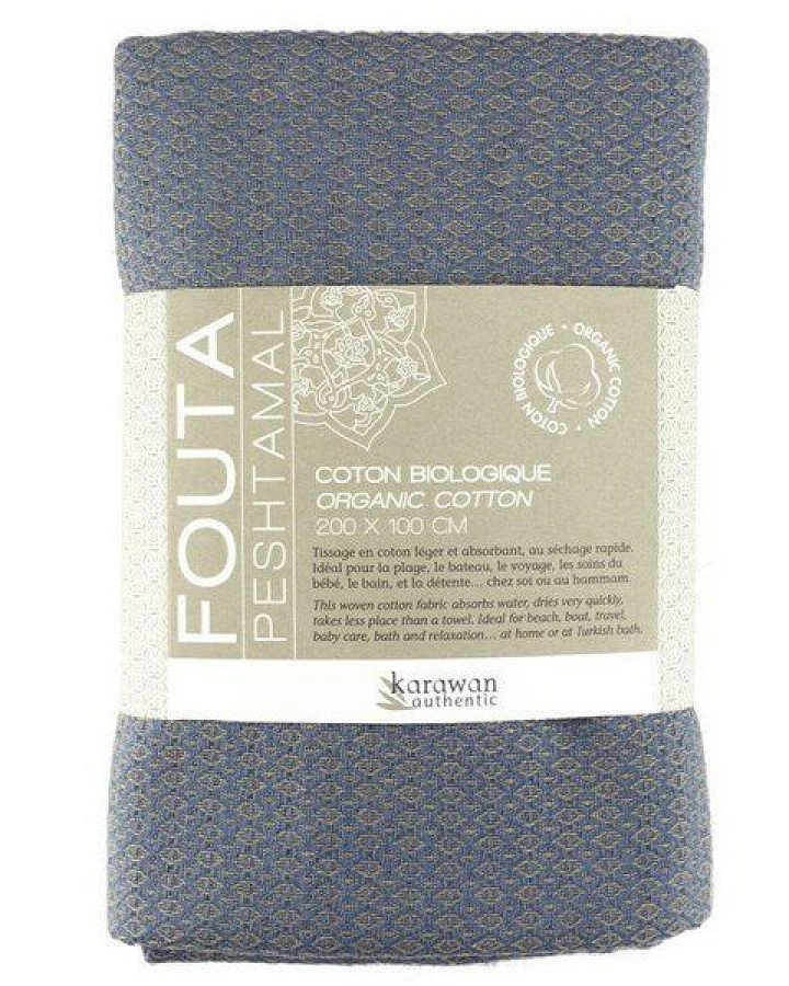 Karawan authentic Fouta Hamamtuch aus reiner Bio-Baumwolle 200 × 100 cm (Stil SAND)