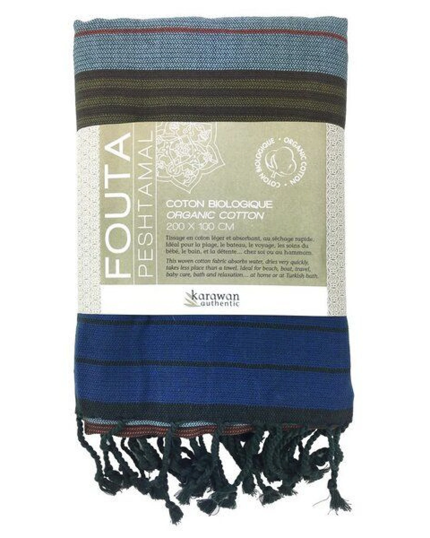 Karawan authentic Fouta Hamamtuch aus reiner Bio-Baumwolle 200 × 100 cm (Stil EBENE) – Ansicht 2
