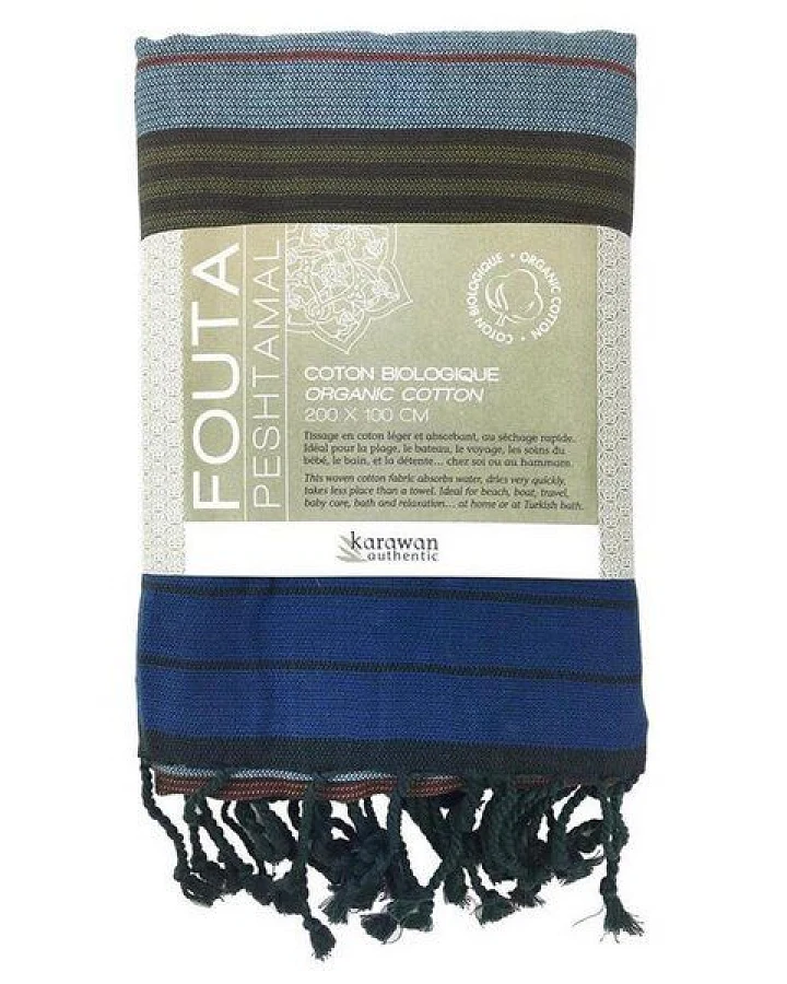 Karawan authentic Fouta Hamamtuch aus reiner Bio-Baumwolle 200 × 100 cm (Stil EBENE)