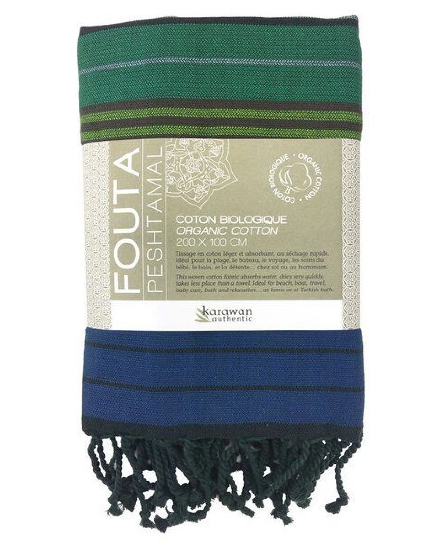 Karawan authentic Fouta Hamamtuch aus reiner Bio-Baumwolle 200 × 100 cm (Stil EBENE) – Ansicht 2