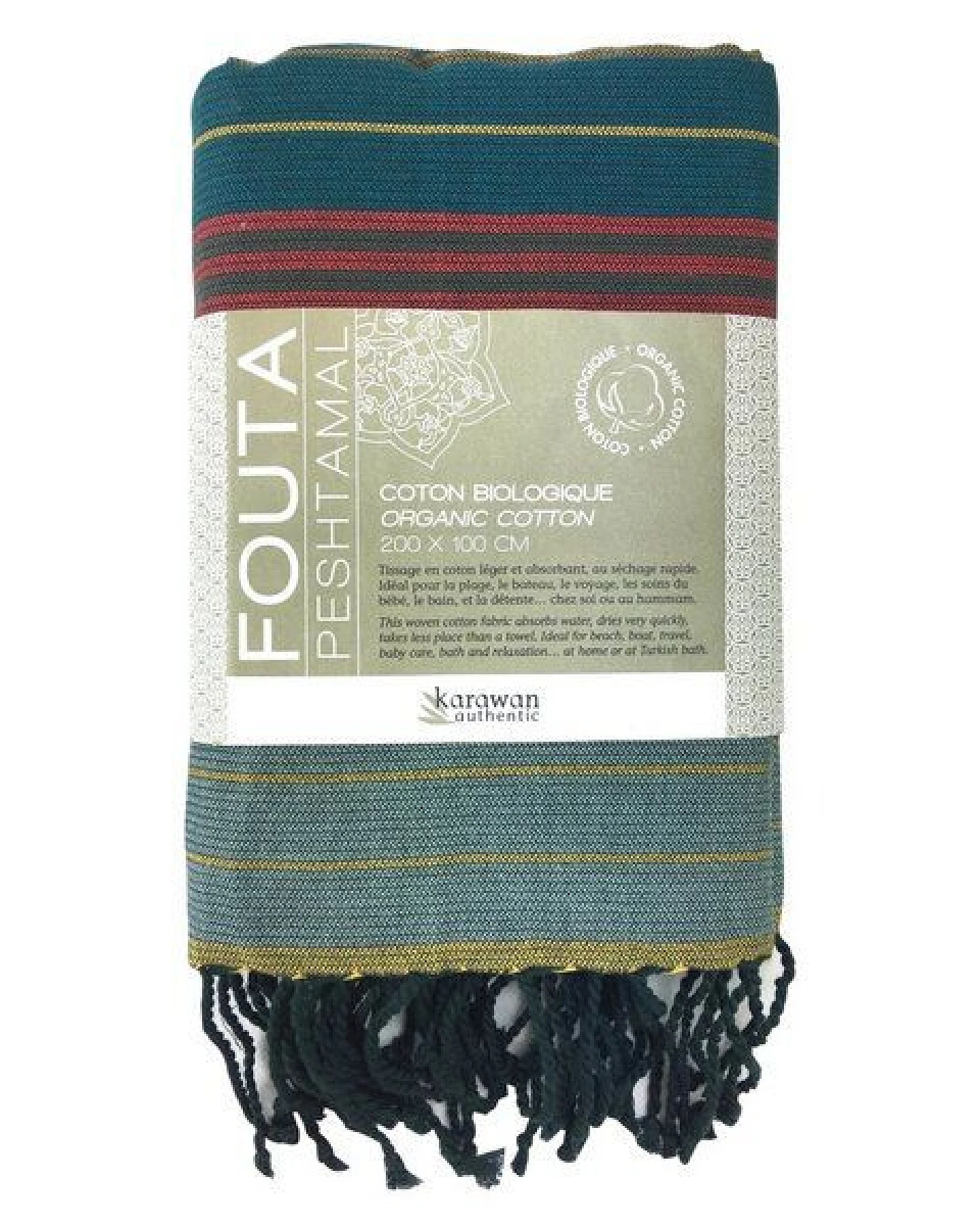 Karawan authentic Fouta Hamamtuch aus reiner Bio-Baumwolle 200 × 100 cm (Stil EBENE) – Ansicht 2