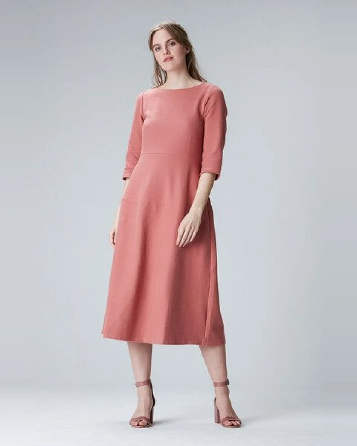 Studio Hertzberg MAALTAA - Midi Kleid mit 3/4 Arm aus Biobaumwolle