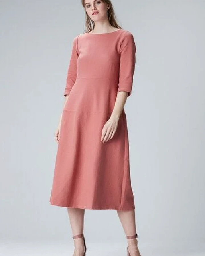 Studio Hertzberg MAALTAA - Midi Kleid mit 3/4 Arm aus Biobaumwolle