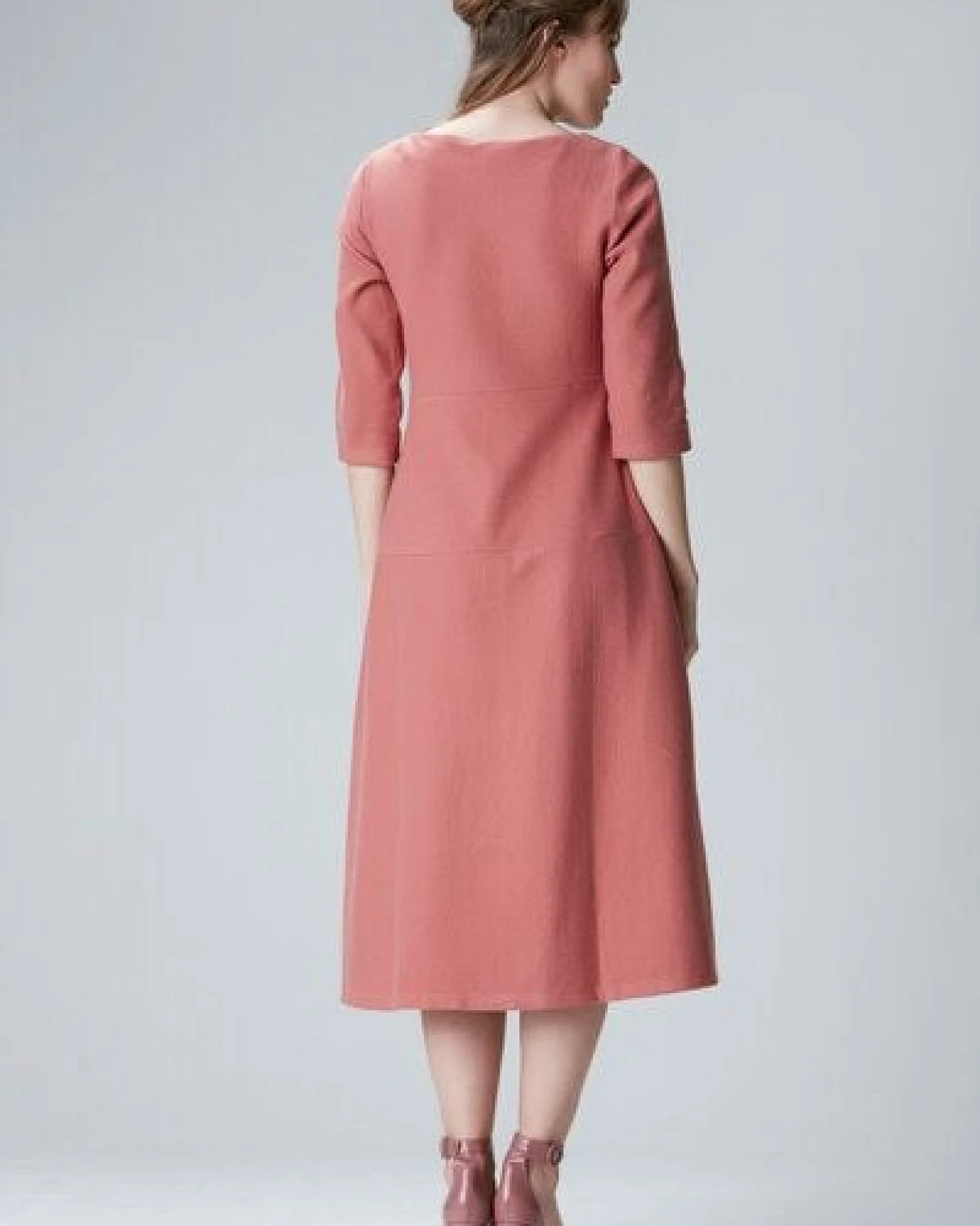 Studio Hertzberg MAALTAA - Midi Kleid mit 3/4 Arm aus Biobaumwolle – Ansicht 4