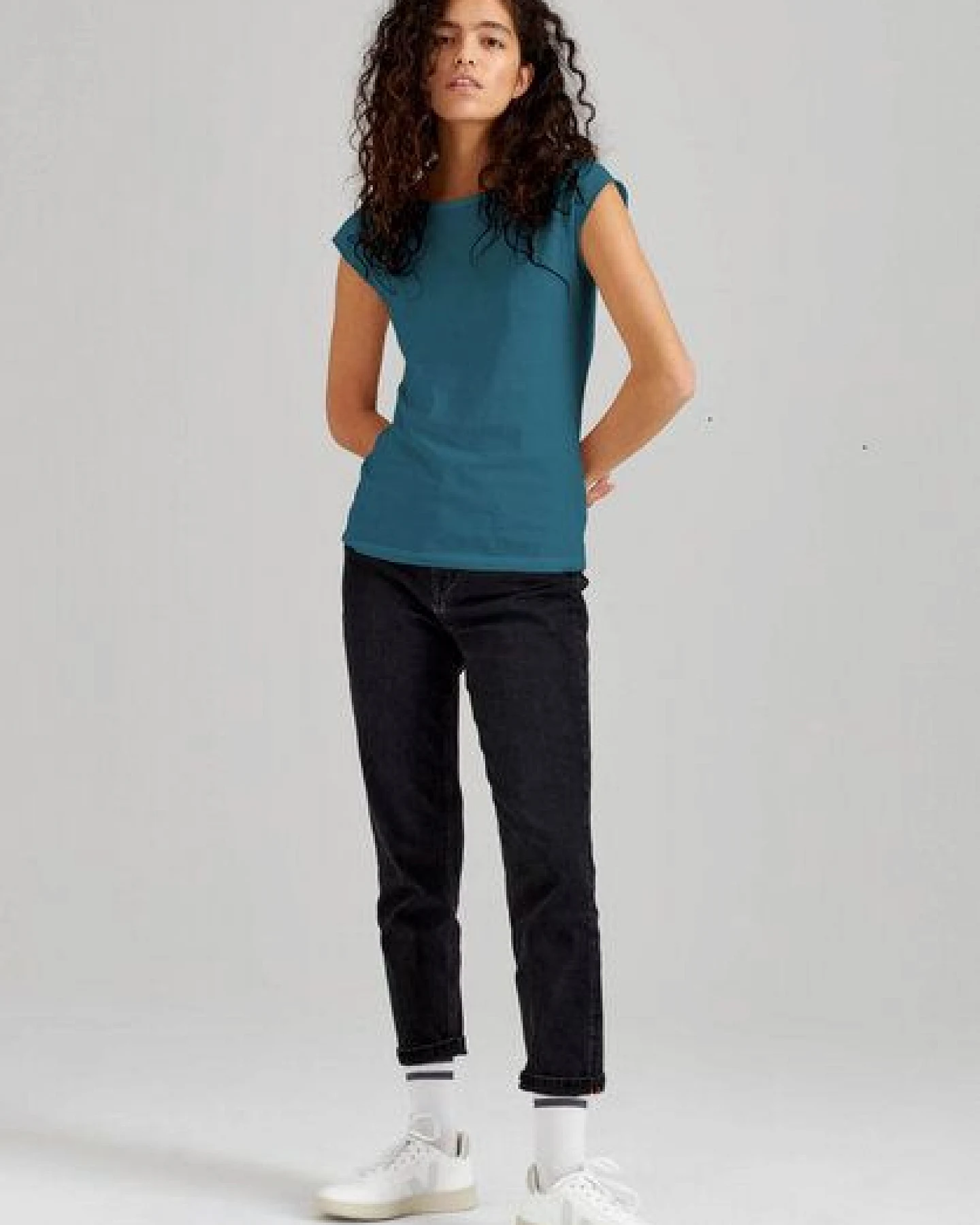 ThokkThokk Damen Cap Sleeve T-Shirt TT01 unifarben aus Bio-Baumwolle – Ansicht 4