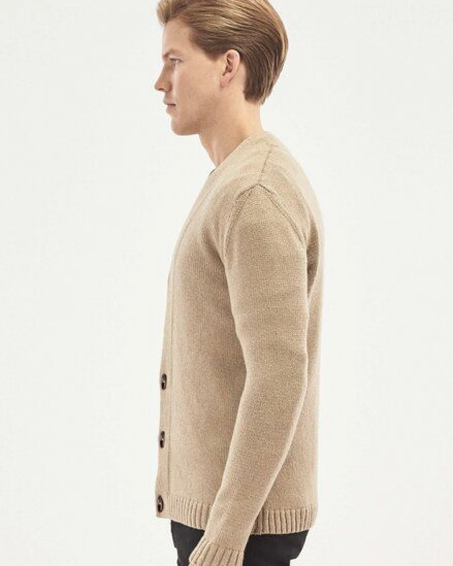 ORGANICATION Cardigan aus Bio-Merinowolle und Bio-Baumwolle mit Knopfleiste – Ansicht 3