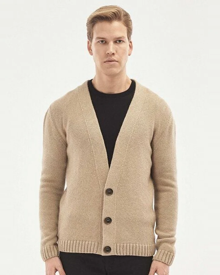 ORGANICATION Cardigan aus Bio-Merinowolle und Bio-Baumwolle mit Knopfleiste