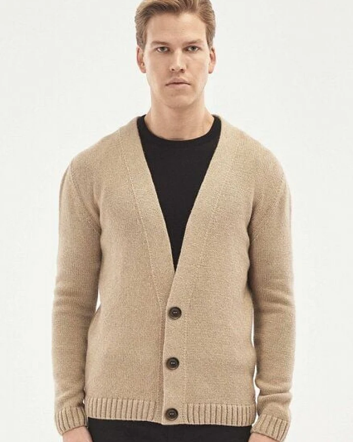 ORGANICATION Cardigan aus Bio-Merinowolle und Bio-Baumwolle mit Knopfleiste