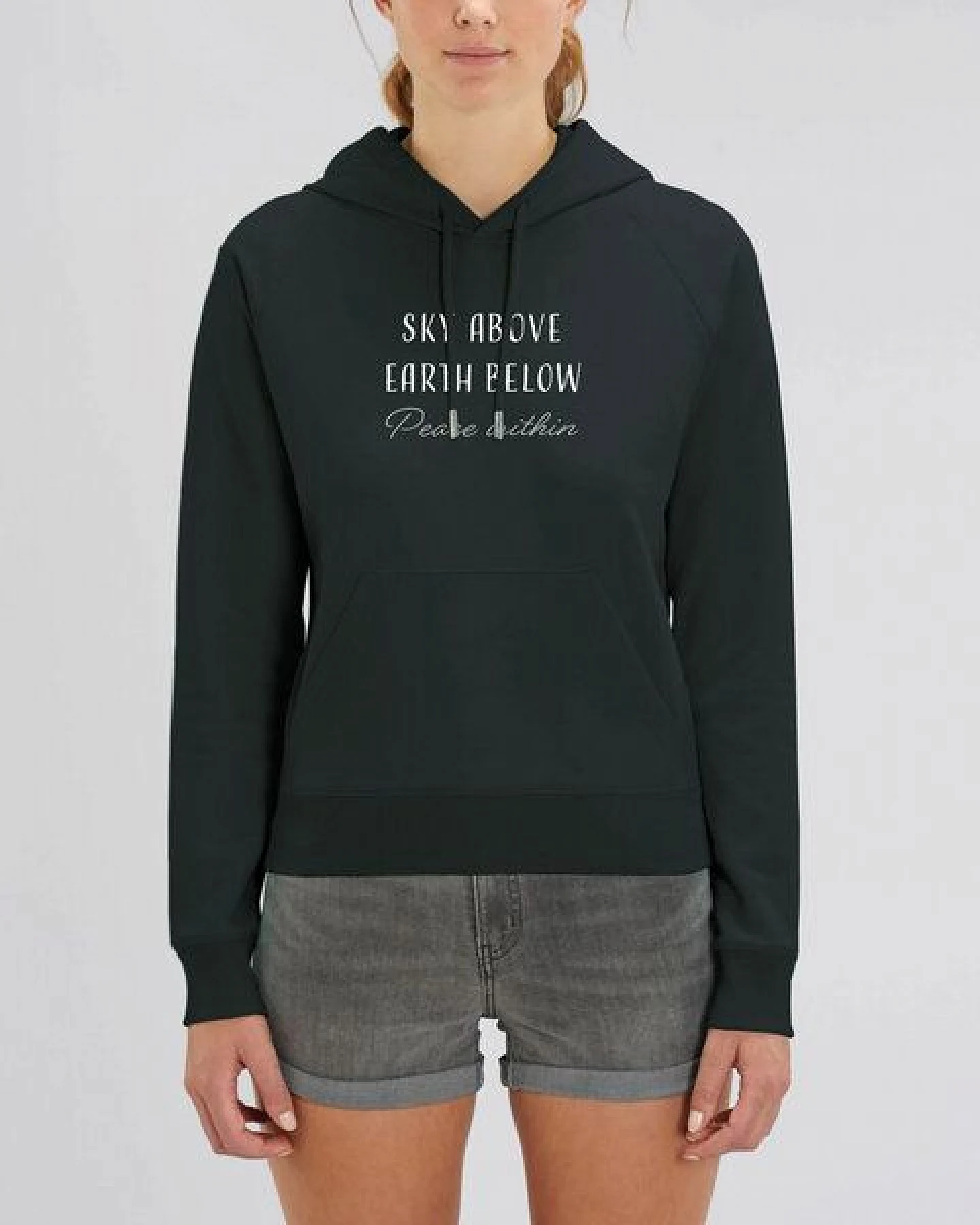 Human Family Bio Damen Sweatshirt mit Kapuze "Trekker - Peace within" – Ansicht 2