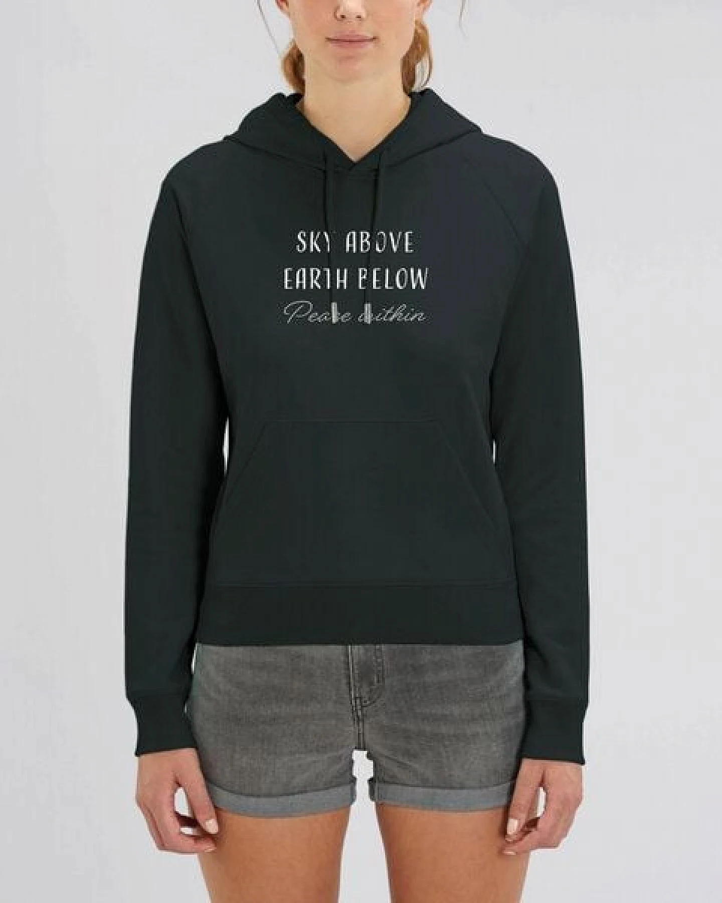 Human Family Bio Damen Sweatshirt mit Kapuze "Trekker - Peace within" – Ansicht 2