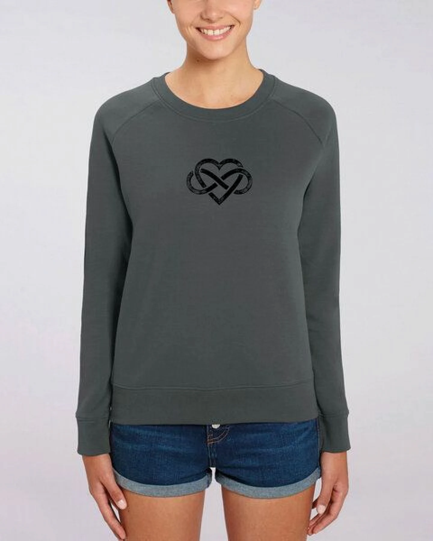 Human Family Bio Damen Rundhals Sweatshirt "Feel - Endless Love" - in 7 Farben – Ansicht 2