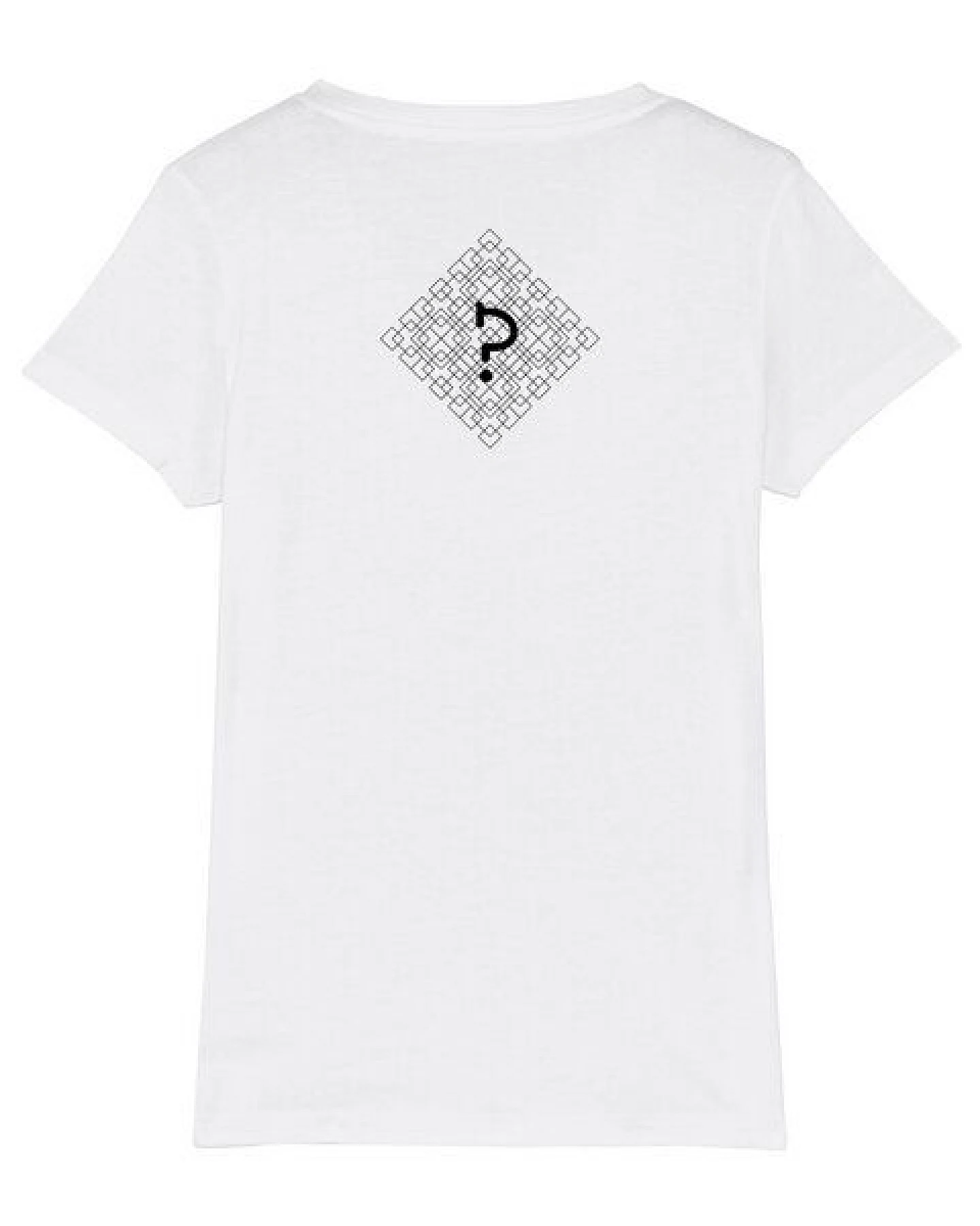 Human Family Bio Damen T-Shirt mit V-Ausschnitt "Evolution - Geo Questionmark" – Ansicht 3