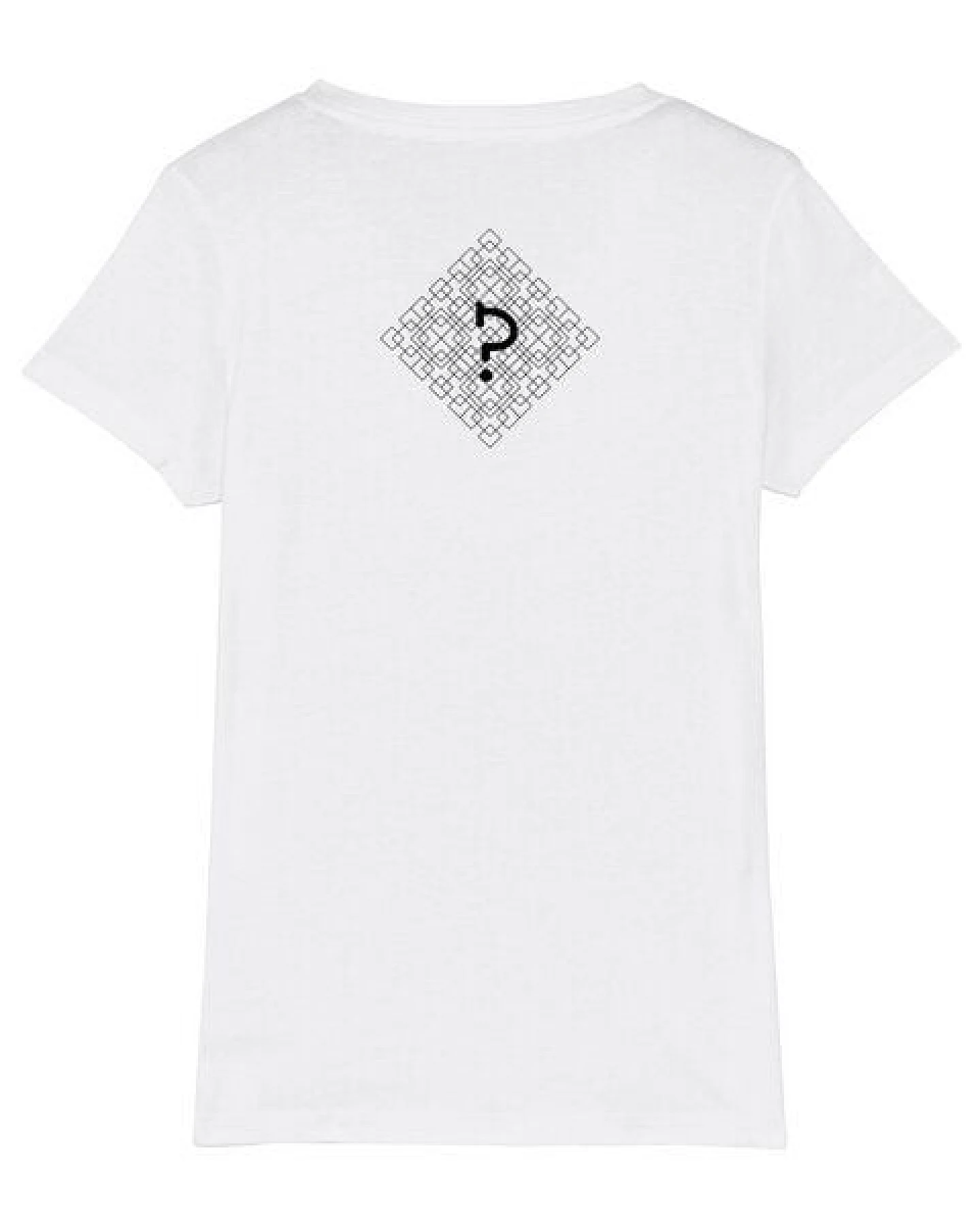 Human Family Bio Damen T-Shirt mit V-Ausschnitt "Evolution - Geo Questionmark" – Ansicht 3